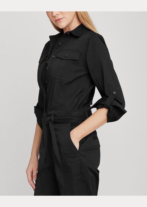Ralph Lauren Bavlněné Twill Jumpsuit Černé | URrcRUVp