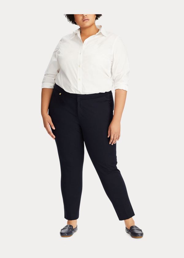 Ralph Lauren Bavlněné Twill Skinny Ankle Pant Tmavě Blankyt | Rc2JI9Aa