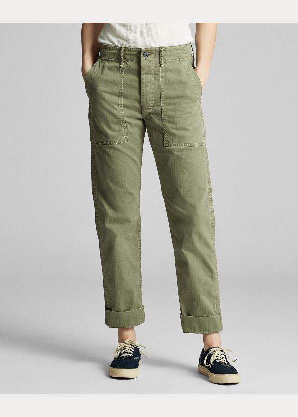 Ralph Lauren Bavlněné Utility Pant Olivy Zelené | JrZ3eyqu
