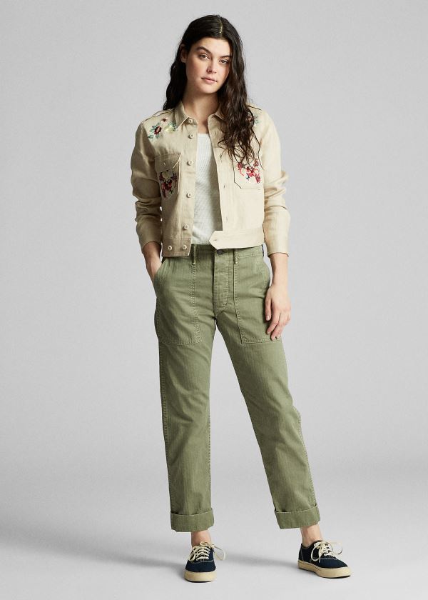Ralph Lauren Bavlněné Utility Pant Olivy Zelené | JrZ3eyqu