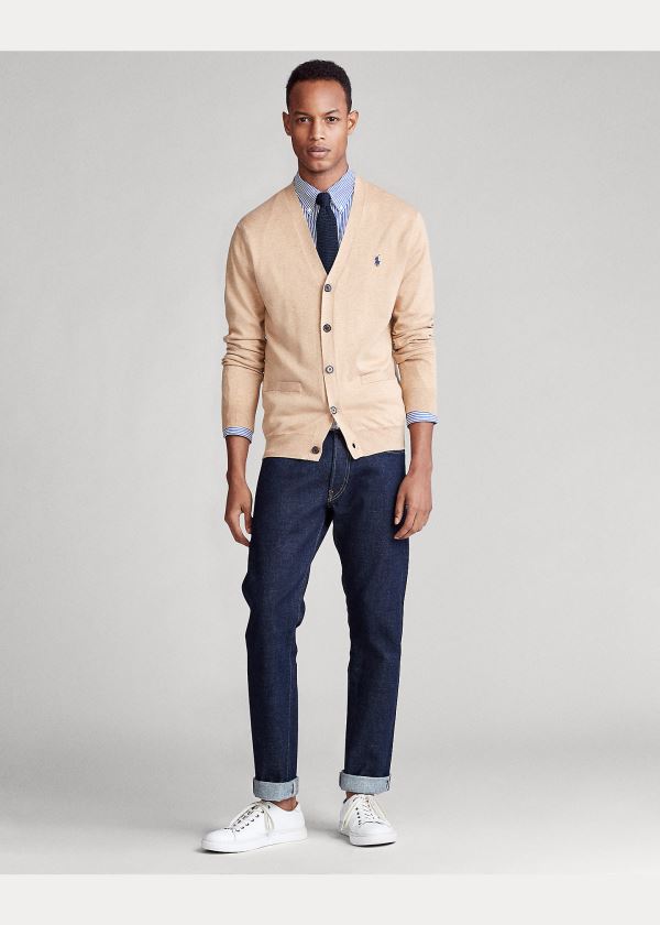 Ralph Lauren Bavlněné V-Neck Cardigan Hnědé | 89cw8Uuw