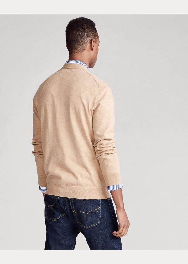 Ralph Lauren Bavlněné V-Neck Cardigan Hnědé | 89cw8Uuw