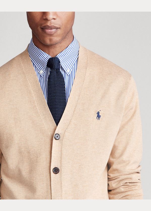 Ralph Lauren Bavlněné V-Neck Cardigan Hnědé | 89cw8Uuw