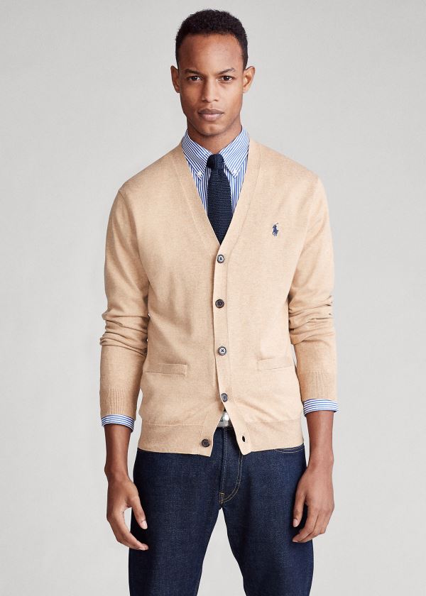 Ralph Lauren Bavlněné V-Neck Cardigan Hnědé | 89cw8Uuw