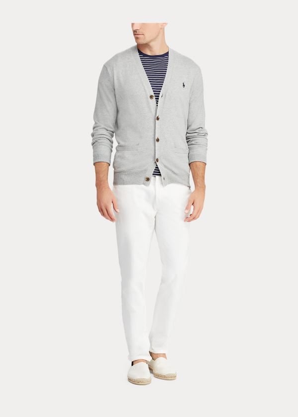 Ralph Lauren Bavlněné V-Neck Cardigan Šedé | 4BgRo9fN