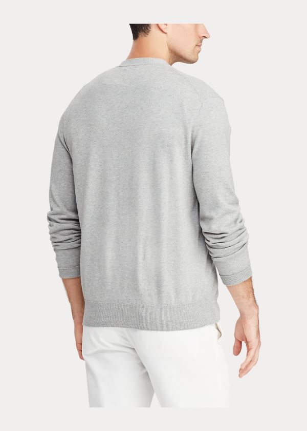 Ralph Lauren Bavlněné V-Neck Cardigan Šedé | 4BgRo9fN
