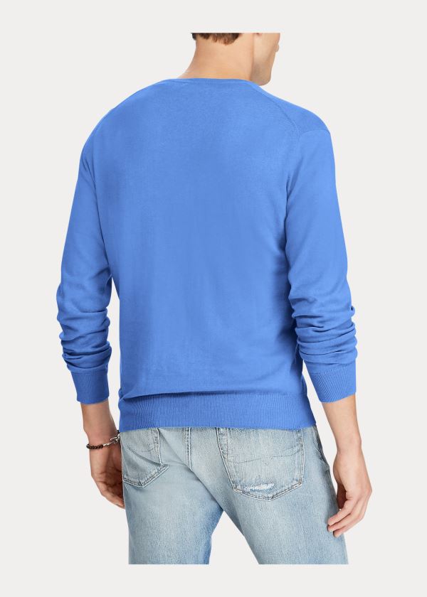 Ralph Lauren Bavlněné V-Neck Svetrové Blankyt | ap9lnr41