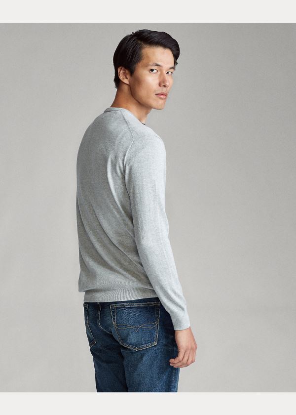 Ralph Lauren Bavlněné V-Neck Svetrové Šedé | sfdISPEw
