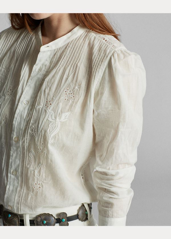 Ralph Lauren Bavlněné Voile Blouse Bílé | Qqj99Hok