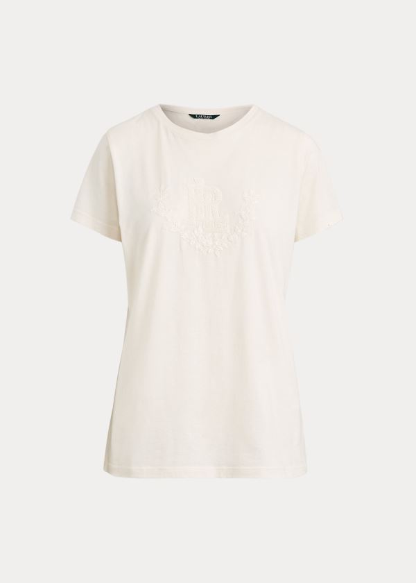 Ralph Lauren Beaded Jersey Tee Krém | 4QJxdbCZ