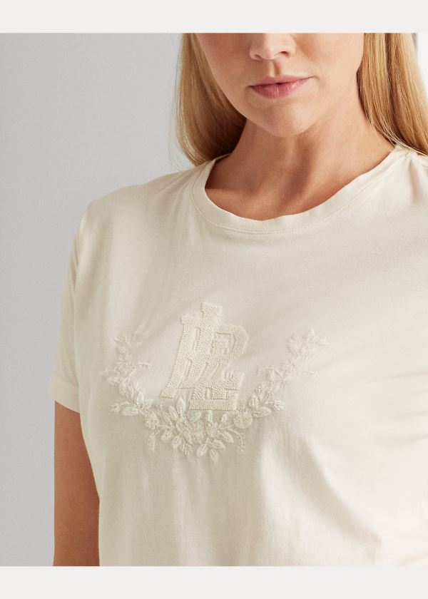 Ralph Lauren Beaded Jersey Tee Krém | 4QJxdbCZ