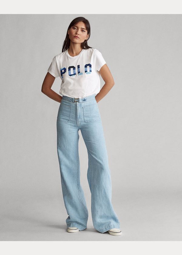Ralph Lauren Beaded Polo Tee Bílé | zxnDgCLb
