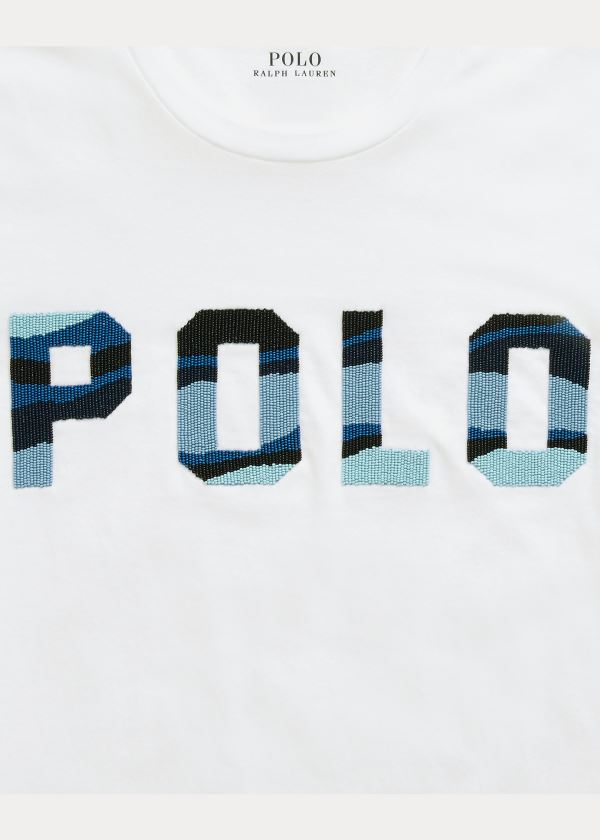 Ralph Lauren Beaded Polo Tee Bílé | zxnDgCLb