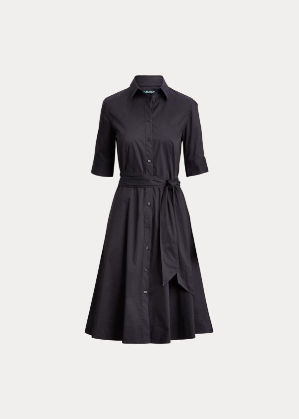 Ralph Lauren Belted Bavlněné-Blend Shirtdress Černé | 6va5vfLI