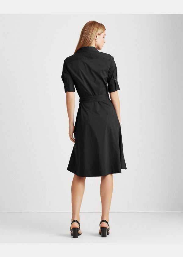 Ralph Lauren Belted Bavlněné-Blend Shirtdress Černé | 6va5vfLI