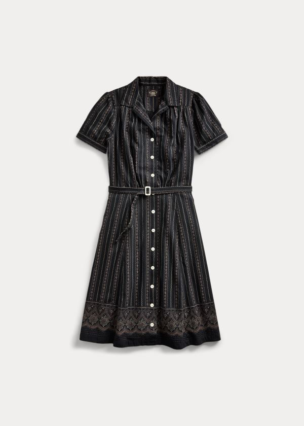 Ralph Lauren Belted Bavlněné Shirtdress Černé Viacfarebný | HMGIR2HP