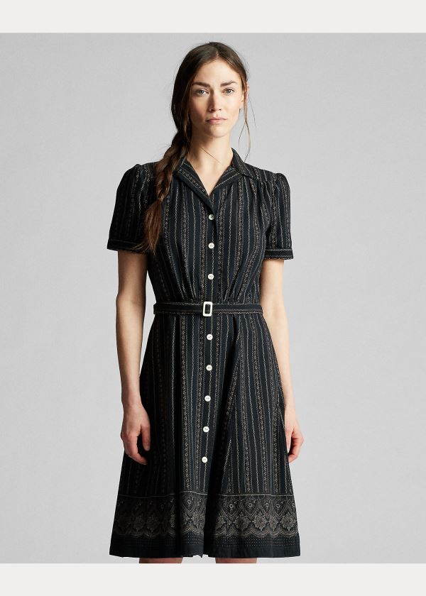 Ralph Lauren Belted Bavlněné Shirtdress Černé Viacfarebný | HMGIR2HP