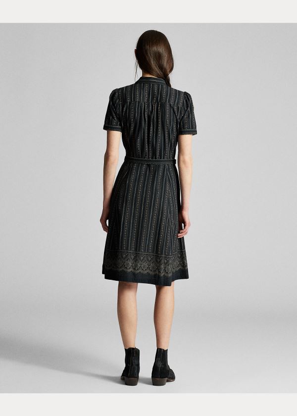 Ralph Lauren Belted Bavlněné Shirtdress Černé Viacfarebný | HMGIR2HP