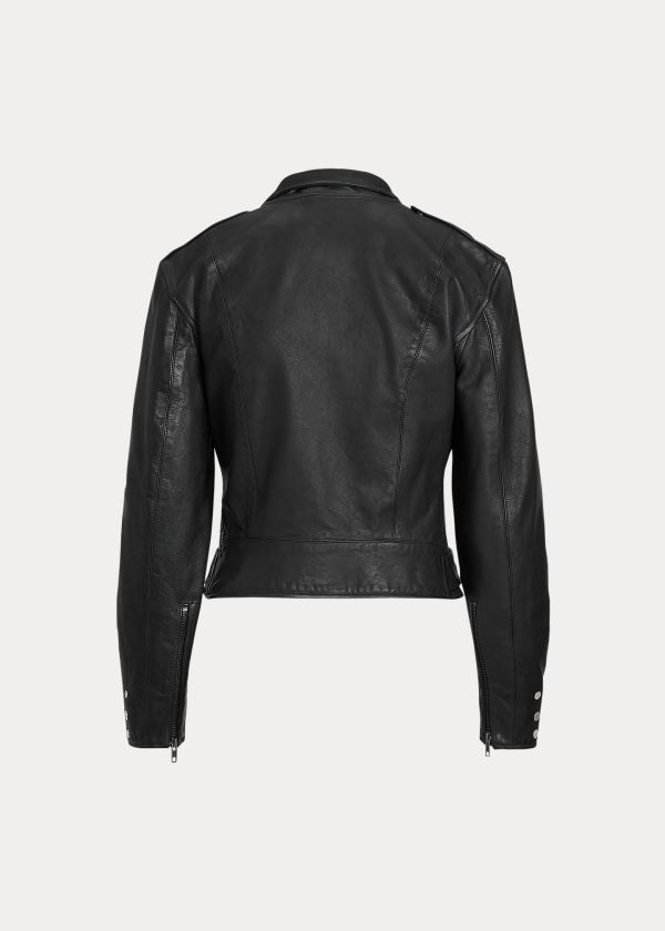 Ralph Lauren Belted Calfskin Jacket Černé | 8VNVAQef