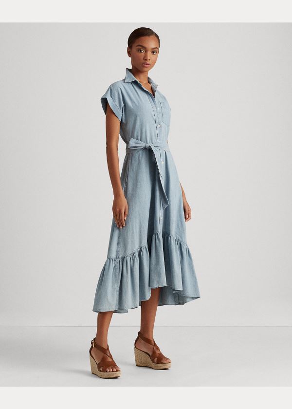Ralph Lauren Belted Chambray Shirtdress Blankyt Blankyt Světle Modré | mNOYfGP8