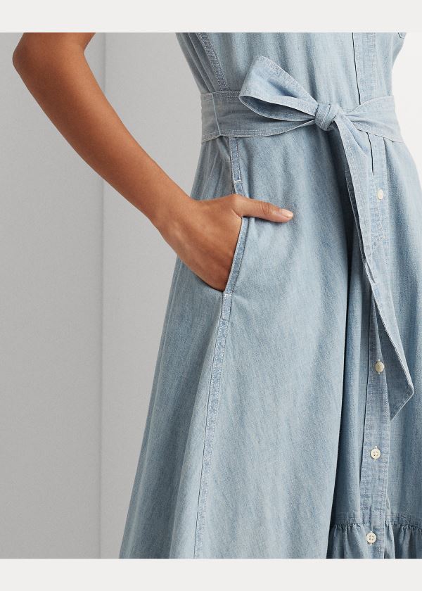 Ralph Lauren Belted Chambray Shirtdress Blankyt Blankyt Světle Modré | mNOYfGP8
