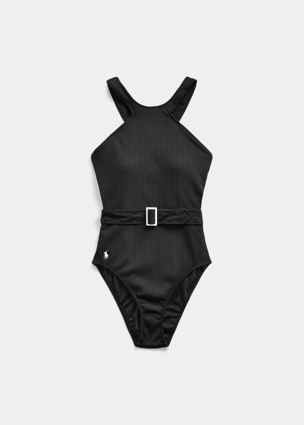 Ralph Lauren Belted Halter One-Piece Černé | EtEisNnV