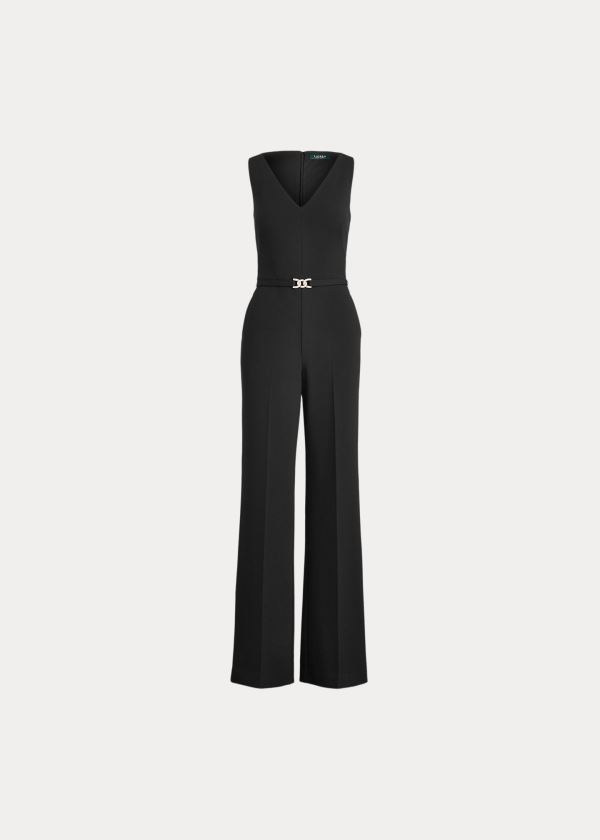 Ralph Lauren Belted Jersey Jumpsuit Černé | 0cUGZwa5