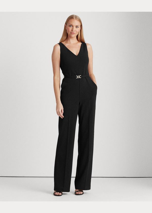 Ralph Lauren Belted Jersey Jumpsuit Černé | 0cUGZwa5
