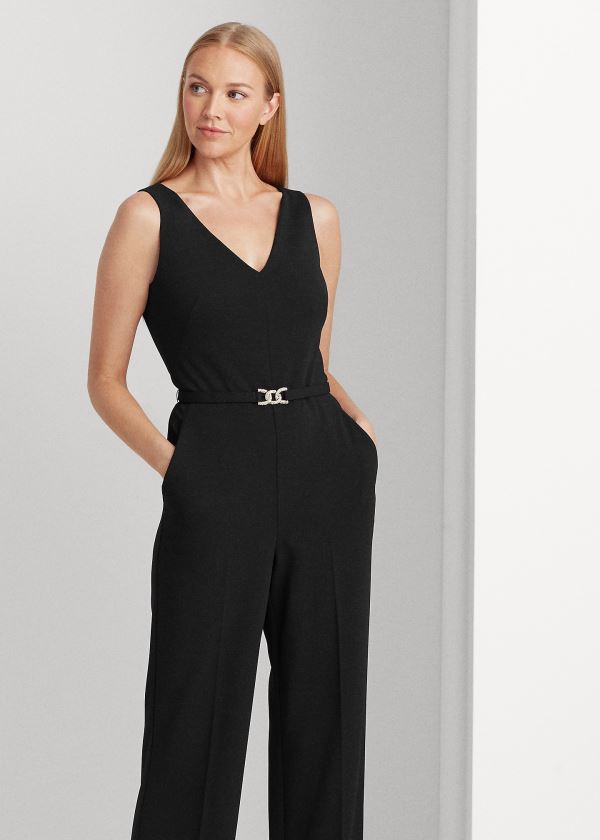 Ralph Lauren Belted Jersey Jumpsuit Černé | 0cUGZwa5