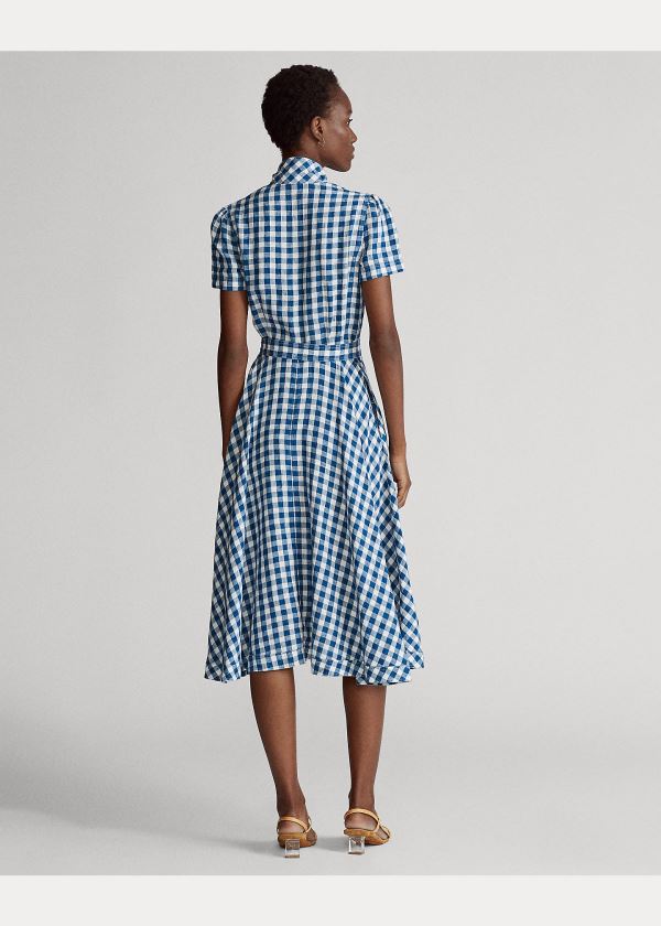 Ralph Lauren Belted Linen Midi Šaty Blankyt Bílé | TBcypmz0
