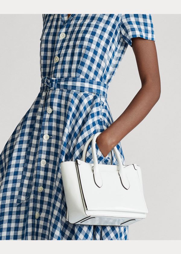Ralph Lauren Belted Linen Midi Šaty Blankyt Bílé | TBcypmz0