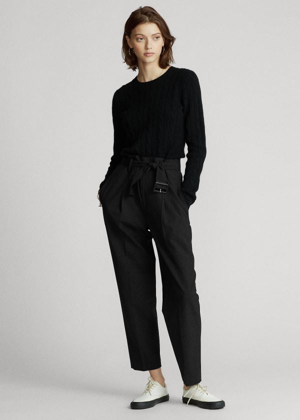 Ralph Lauren Belted Straight-Leg Pant Černé | 6njKN4jS