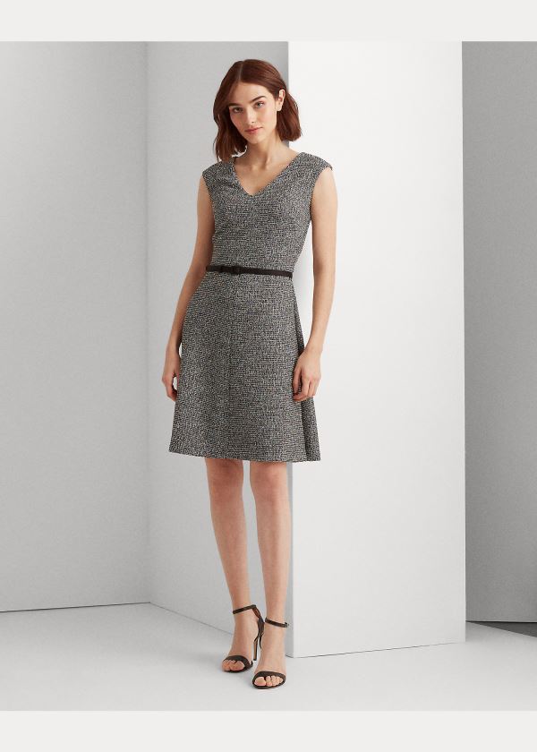 Ralph Lauren Belted Tweed Šaty Černé Viacfarebný | FQtpsjEU