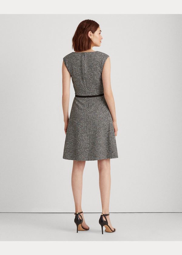 Ralph Lauren Belted Tweed Šaty Černé Viacfarebný | FQtpsjEU