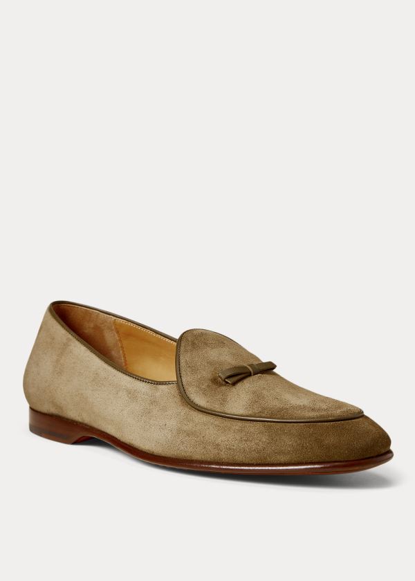 Ralph Lauren Belvin Semišové Pantofle Olivy Zelené | 9CZTxAuz