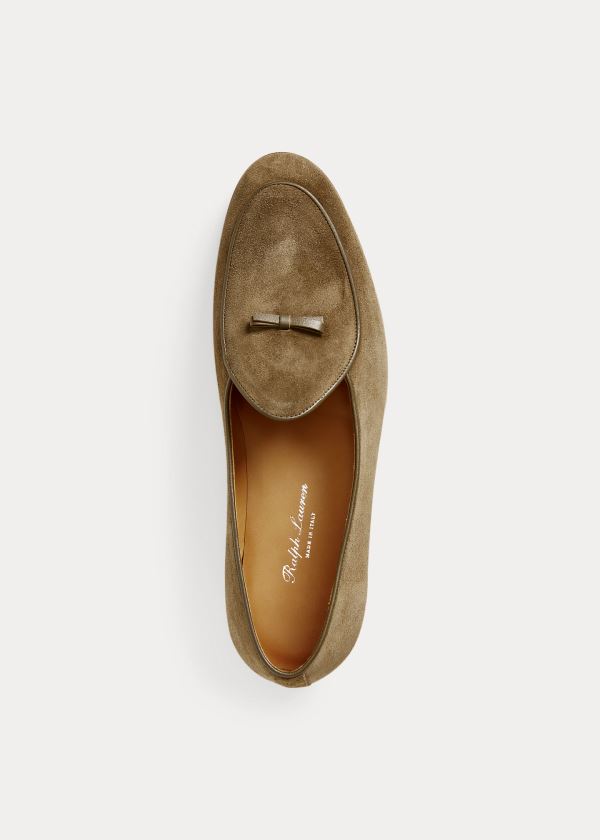 Ralph Lauren Belvin Semišové Pantofle Olivy Zelené | 9CZTxAuz
