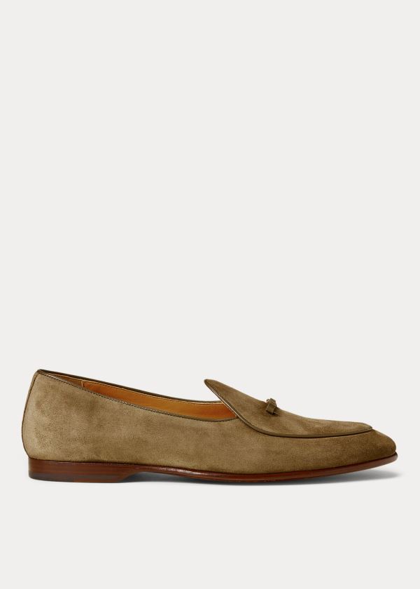 Ralph Lauren Belvin Semišové Pantofle Olivy Zelené | 9CZTxAuz