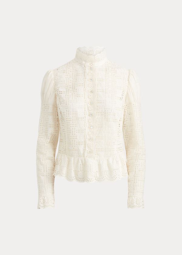 Ralph Lauren Bernice Embroidered Blouse Béžový | FGymhSkc
