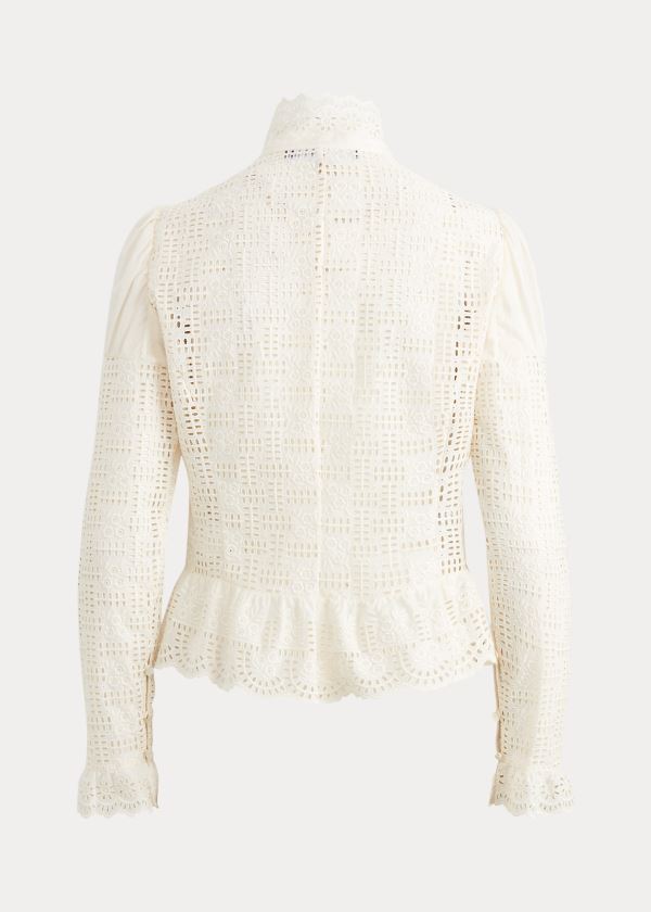 Ralph Lauren Bernice Embroidered Blouse Béžový | FGymhSkc