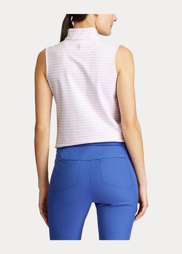 Ralph Lauren Bez Rukávů Golfové Quarter-Zip Růžové Bílé | t3PqZqFu
