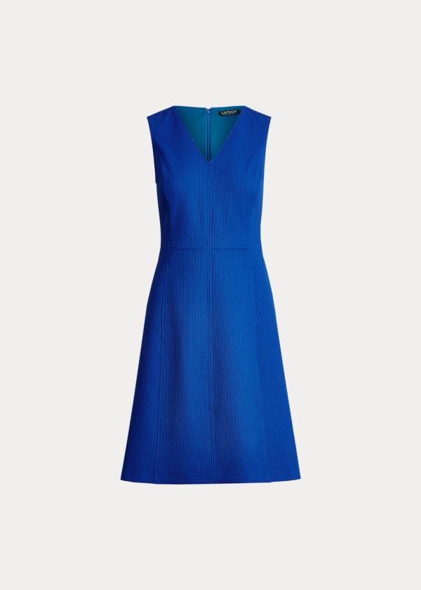 Ralph Lauren Bez Rukávů V-Neck Šaty Blankyt | jNfeB4IK