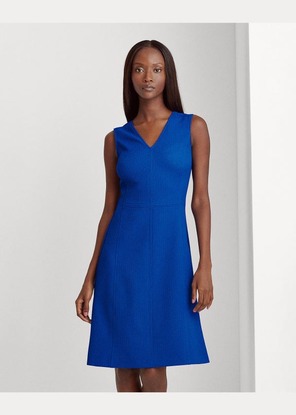 Ralph Lauren Bez Rukávů V-Neck Šaty Blankyt | jNfeB4IK