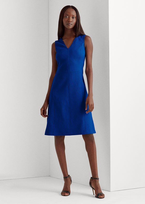 Ralph Lauren Bez Rukávů V-Neck Šaty Blankyt | jNfeB4IK