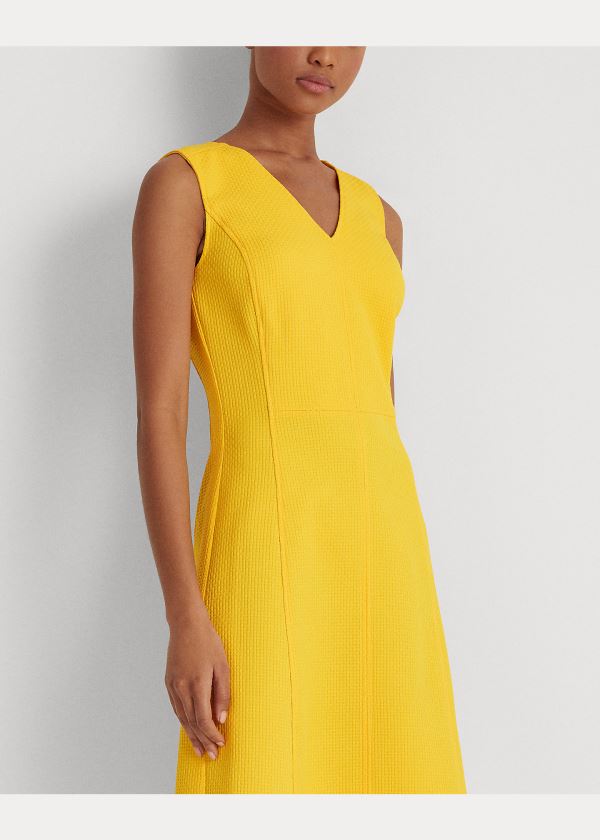Ralph Lauren Bez Rukávů V-Neck Šaty Citrón | r4NRHMGW