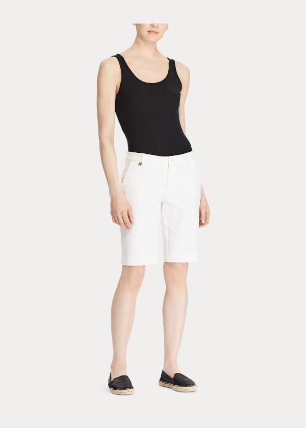 Ralph Lauren Bi-Stretch Twill Krátké Bílé | 0sUQfQDg