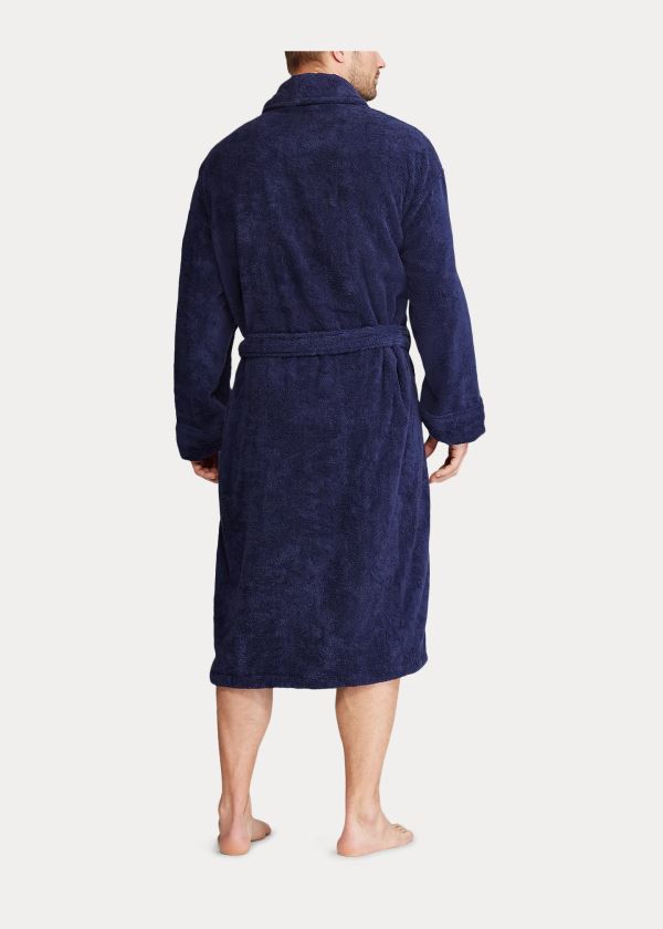 Ralph Lauren Big Pony Bavlněné Terry Robe Tmavě Blankyt Bílé | rucTlILU