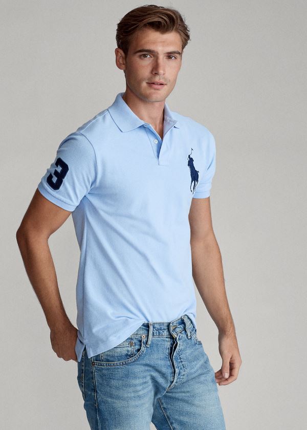 Ralph Lauren Big Pony Mesh Polo Shirt Světle Blankyt | Ppi23YnD