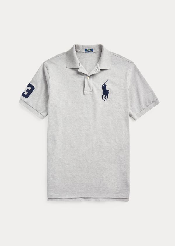 Ralph Lauren Big Pony Mesh Polo Shirt Šedé | WeT5VVPm
