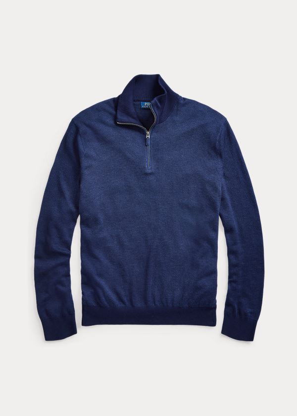 Ralph Lauren Birdseye Bavlněné-Blend Svetrové Tmavě Blankyt | BgSgUN4f