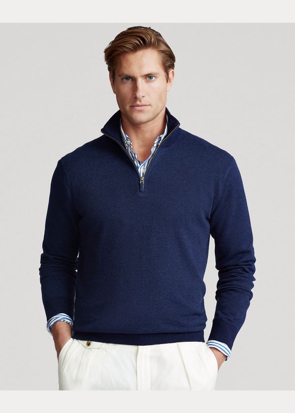 Ralph Lauren Birdseye Bavlněné-Blend Svetrové Tmavě Blankyt | BgSgUN4f